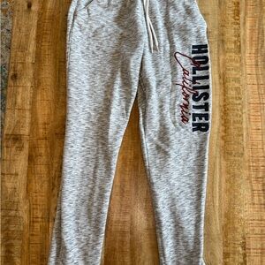 Hollister Heather Gray Joggers with Black and Red Logo